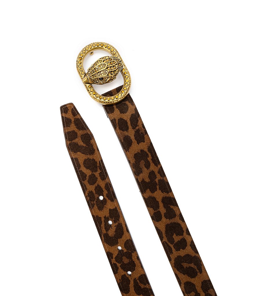 Kurt Geiger London 1.18#double; Leopard Suede Belt - Dark Brown Leopard - view 3