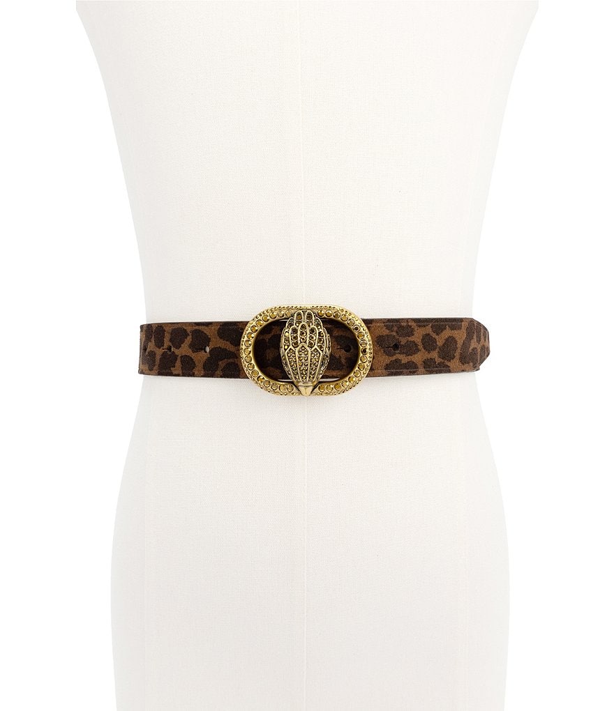 Kurt Geiger London 1.18#double; Leopard Suede Belt - Dark Brown Leopard - view 4