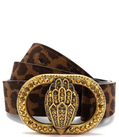 Kurt Geiger London 1.18#double; Leopard Suede Belt - Dark Brown Leopard - view 1