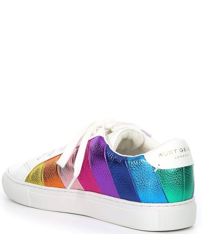 Kurt Geiger London Lane Metallic Rainbow Stripe Lace Up Sneakers - Multi - view 3