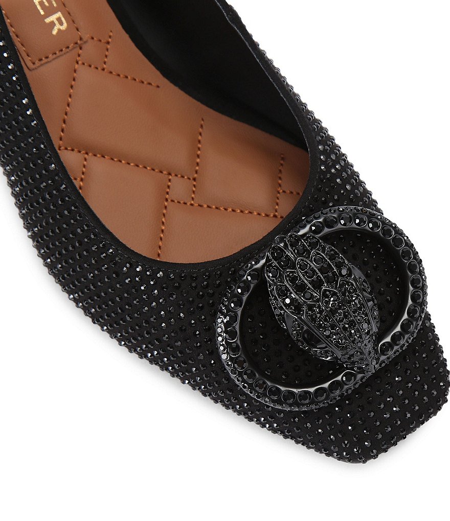 Kurt Geiger London Chelsea Crystal Embellished Drench Logo Ornament Slingback Block Pumps - Black - view 3