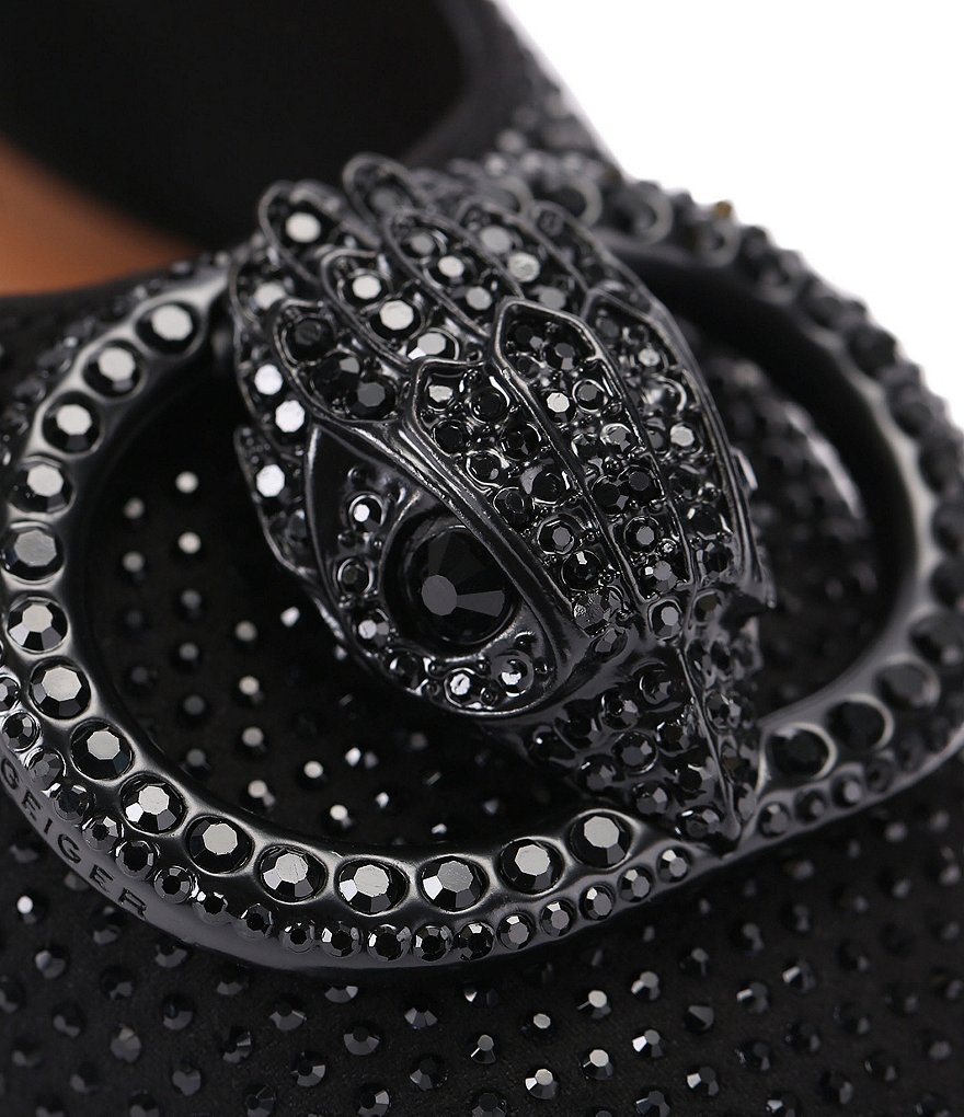 Kurt Geiger London Chelsea Crystal Embellished Drench Logo Ornament Slingback Block Pumps - Black - view 4