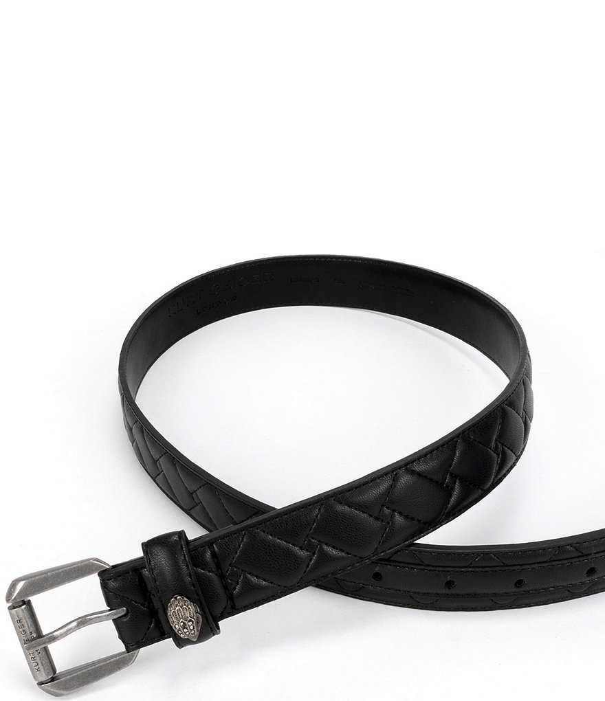 Kurt Geiger London 1.2#double; Mirco Quilted Leather Hip Belt - Black Antique Silver - view 8