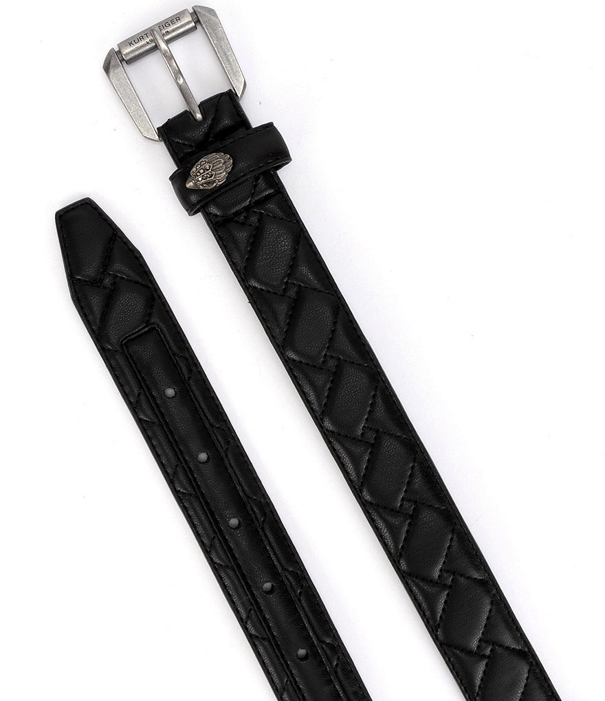 Kurt Geiger London 1.2#double; Mirco Quilted Leather Hip Belt - Black Antique Silver - view 9