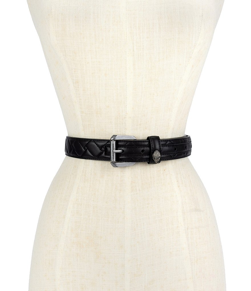 Kurt Geiger London 1.2#double; Mirco Quilted Leather Hip Belt - Black Antique Silver - view 10