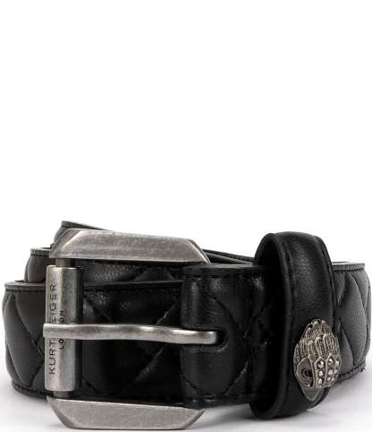 Kurt Geiger London 1.2#double; Mirco Quilted Leather Hip Belt - Black Antique Silver - view 7