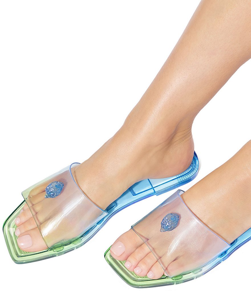Kurt Geiger London Maddison Jelly Ombre Logo Ornament Slide Sandals - Blue Combo - view 5