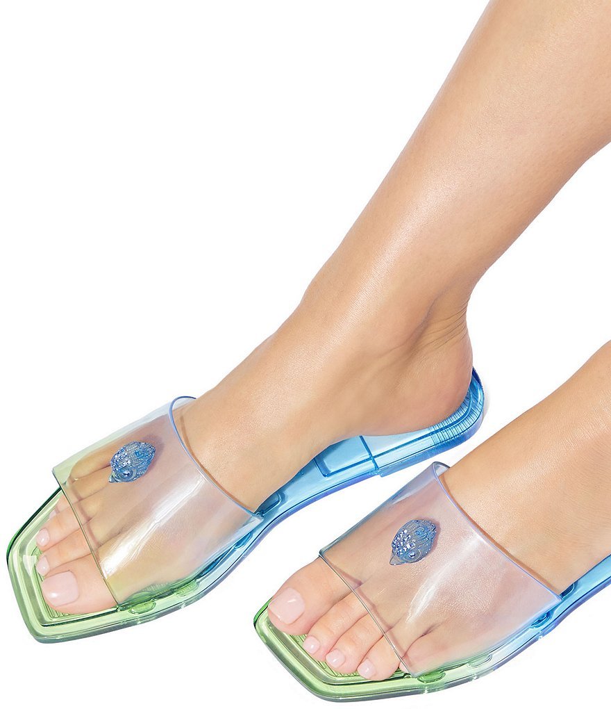 Kurt Geiger London Maddison Jelly Ombre Logo Ornament Slide Sandals - Blue Combo - view 5