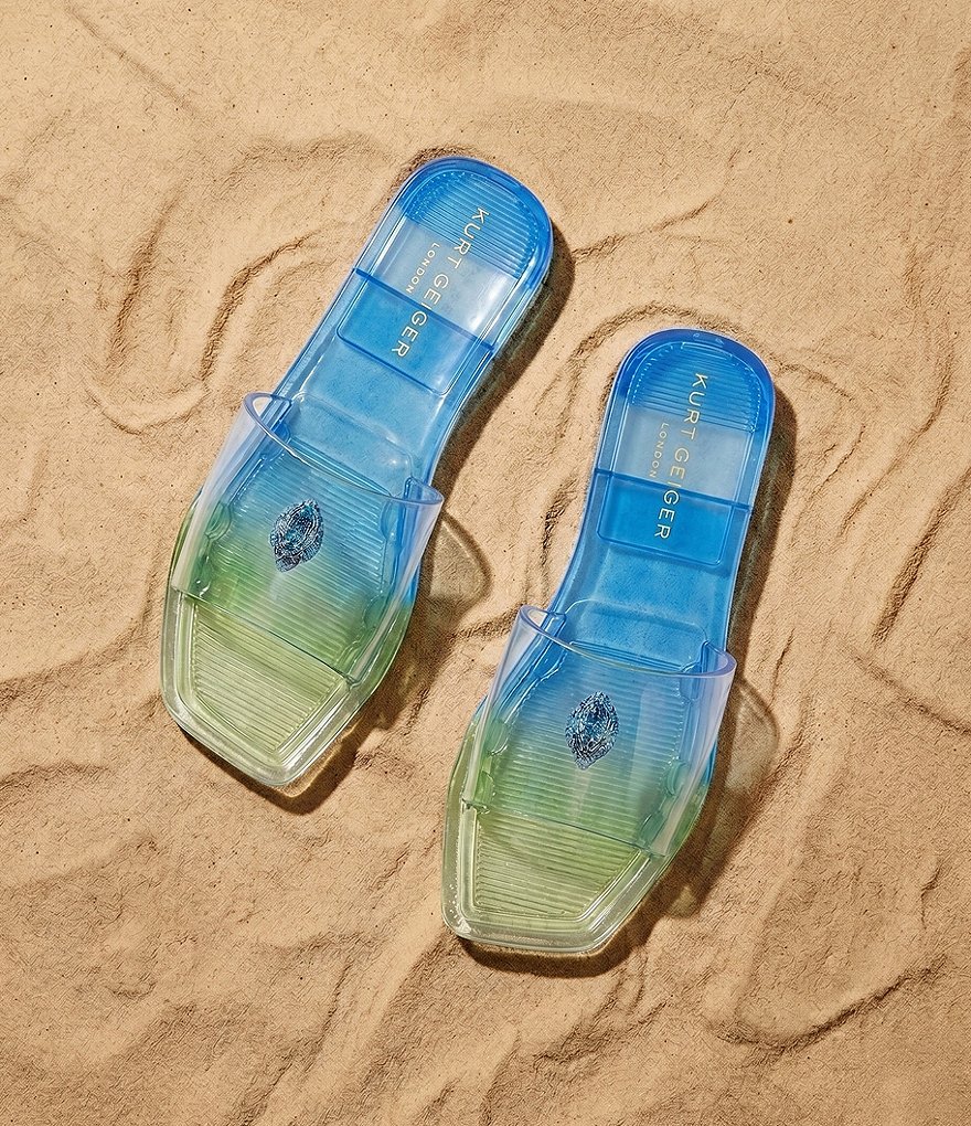 Kurt Geiger London Maddison Jelly Ombre Logo Ornament Slide Sandals - Blue Combo - view 6