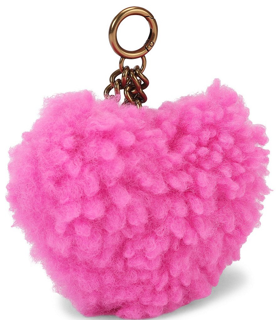 Kurt Geiger London Kurt Heart Faux Fur Bag Charm Key Chain - Pink - view 7