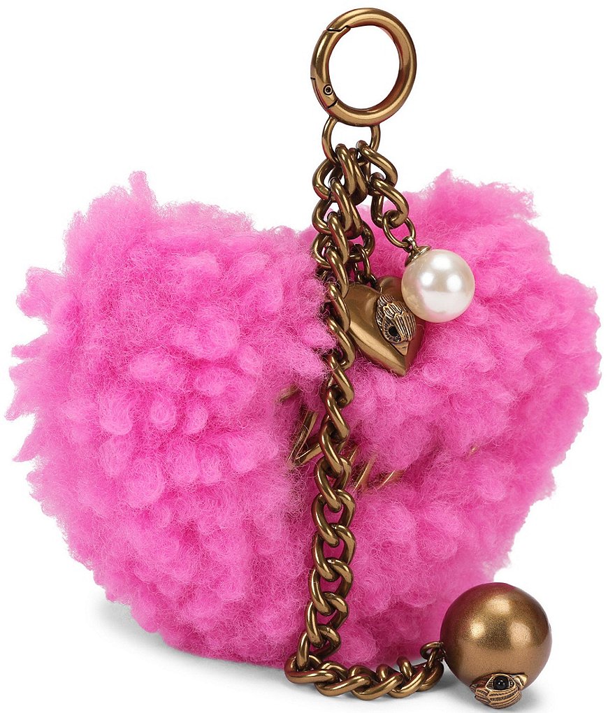 Kurt Geiger London Kurt Heart Faux Fur Bag Charm Key Chain - Pink - view 8
