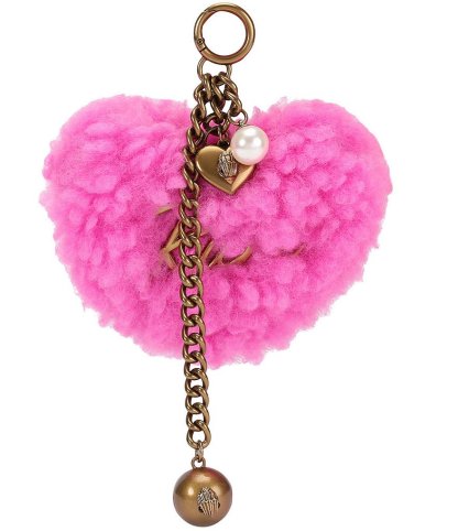 Kurt Geiger London Kurt Heart Faux Fur Bag Charm Key Chain - Pink - view 6