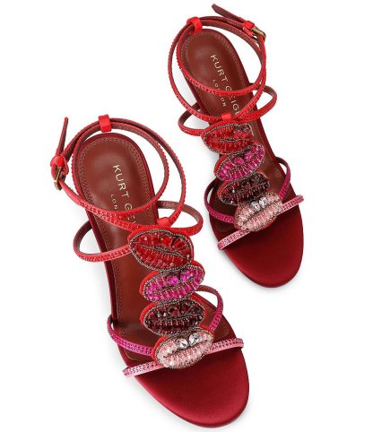 Kurt Geiger London Satin Kiss Crystal Embellished Dress Sandals - Red - view 2