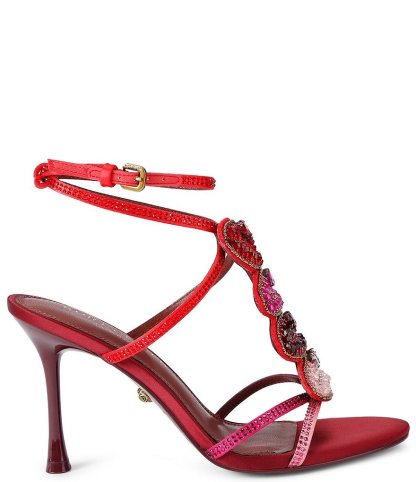 Kurt Geiger London Satin Kiss Crystal Embellished Dress Sandals - Red - view 1
