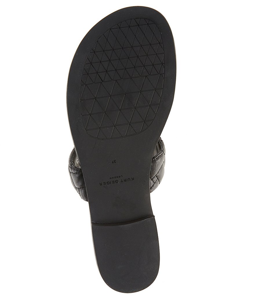 Kurt Geiger London Kensington Quilted Leather Logo Ornament T-Bar Sandals - Black - view 6