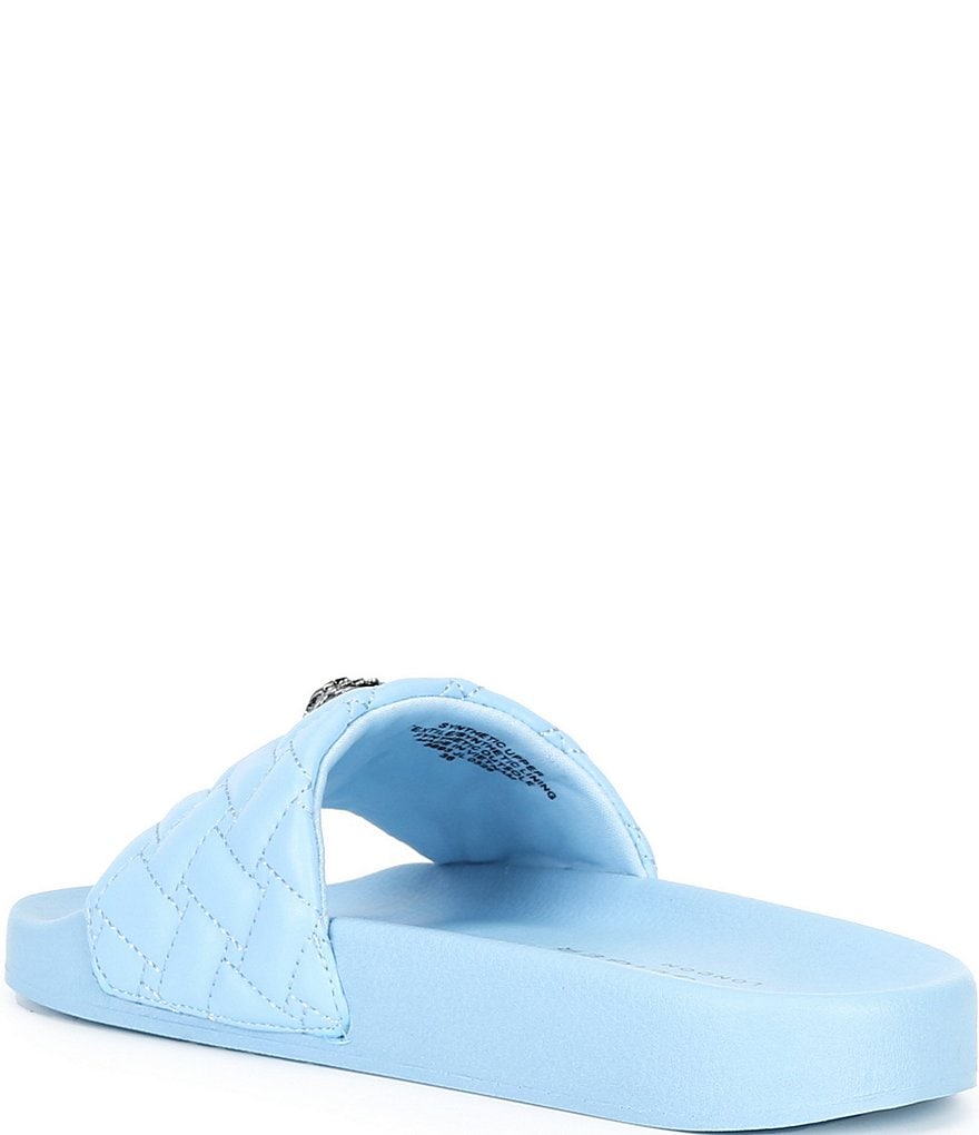 Kurt Geiger London Meena Signature Eagle Ornament Pool Slide Sandals - Medium Blue - view 8