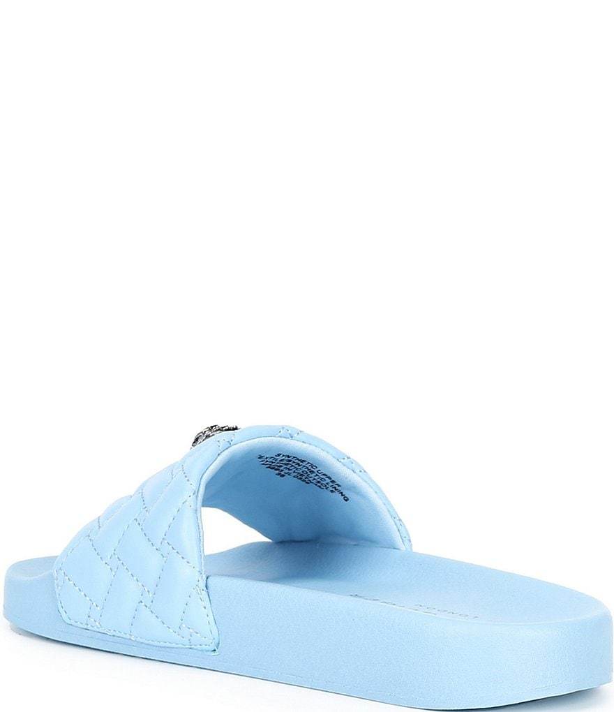 Kurt Geiger London Meena Signature Eagle Ornament Pool Slide Sandals - Medium Blue - view 8