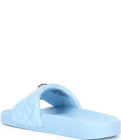 Kurt Geiger London Meena Signature Eagle Ornament Pool Slide Sandals - Medium Blue - view 8