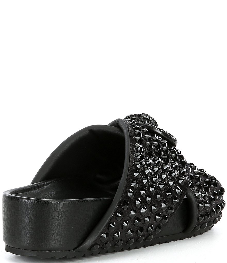 Kurt Geiger London Chelsea Stud Embellished Microsuede Logo Ornament Cross Strap Slide Sandals - Charcoal - view 2