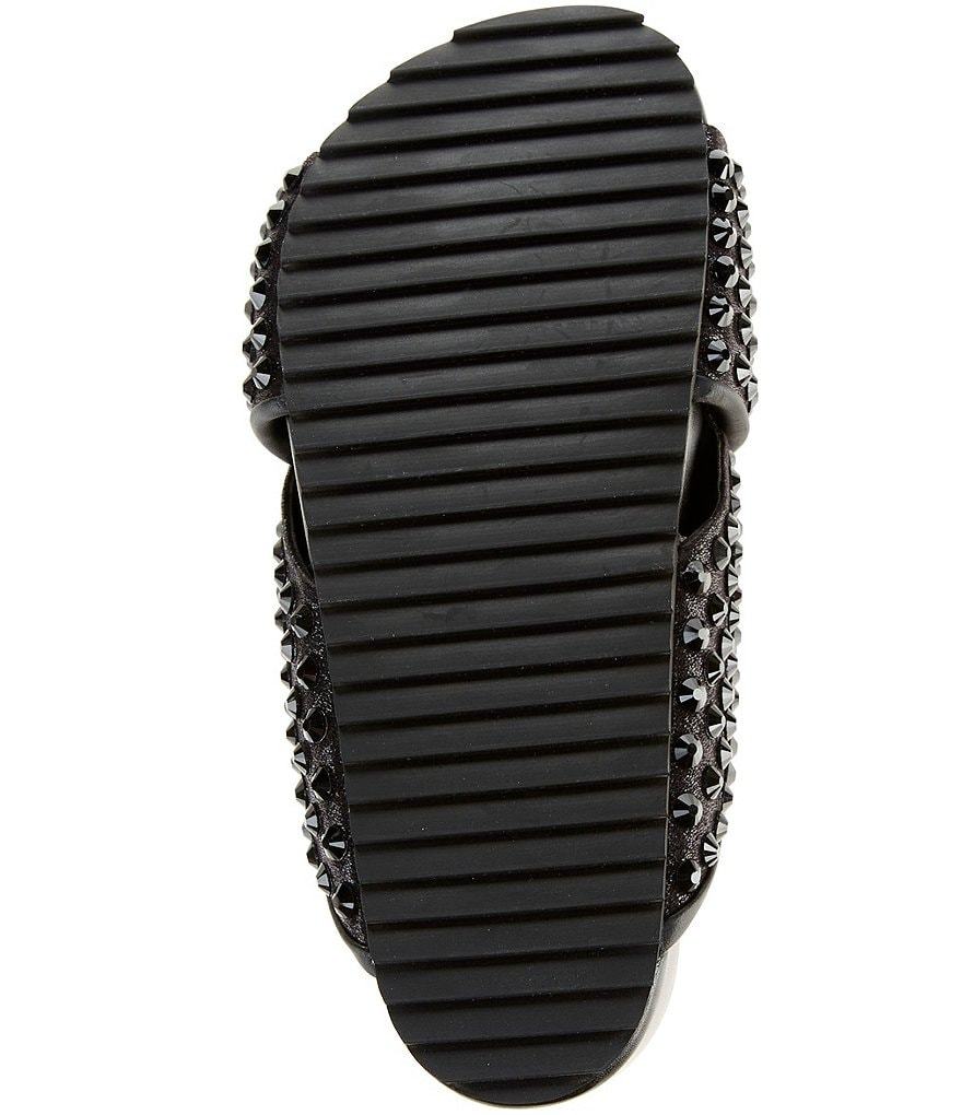 Kurt Geiger London Chelsea Stud Embellished Microsuede Logo Ornament Cross Strap Slide Sandals - Charcoal - view 6