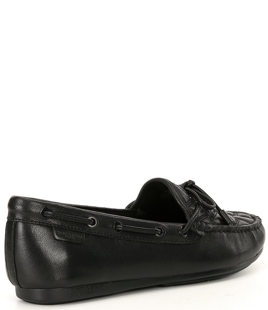 Kurt Geiger London Quilted Leather Bow Detail Drenched Logo Ornament Boat Shoes - Black - view 2