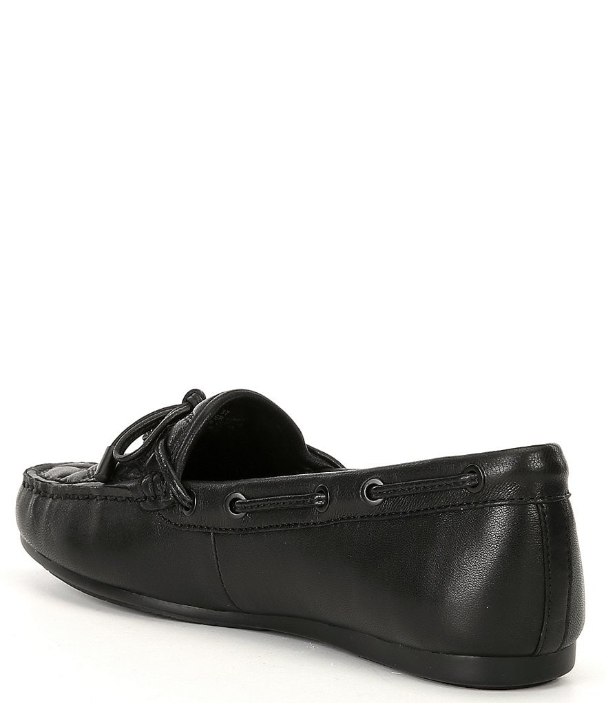 Kurt Geiger London Quilted Leather Bow Detail Drenched Logo Ornament Boat Shoes - Black - view 3