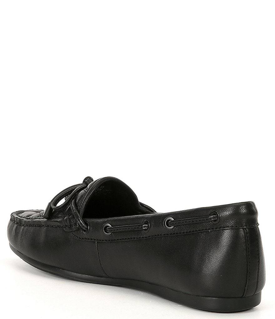 Kurt Geiger London Quilted Leather Bow Detail Drenched Logo Ornament Boat Shoes - Black - view 3