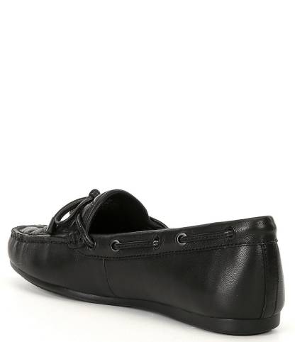 Kurt Geiger London Quilted Leather Bow Detail Drenched Logo Ornament Boat Shoes - Black - view 3