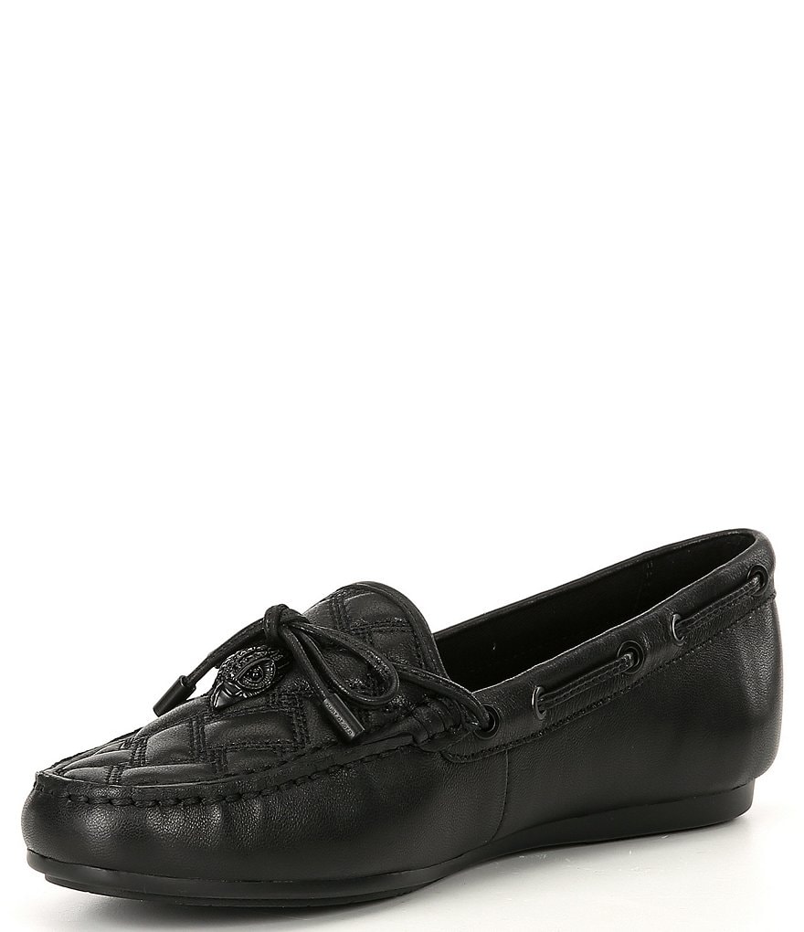 Kurt Geiger London Quilted Leather Bow Detail Drenched Logo Ornament Boat Shoes - Black - view 4