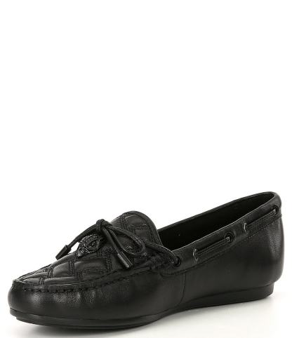 Kurt Geiger London Quilted Leather Bow Detail Drenched Logo Ornament Boat Shoes - Black - view 4