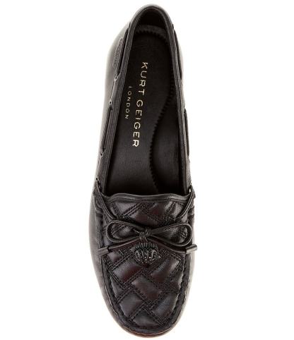 Kurt Geiger London Quilted Leather Bow Detail Drenched Logo Ornament Boat Shoes - Black - view 5