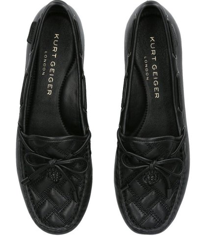 Kurt Geiger London Quilted Leather Bow Detail Drenched Logo Ornament Boat Shoes - Black - view 7