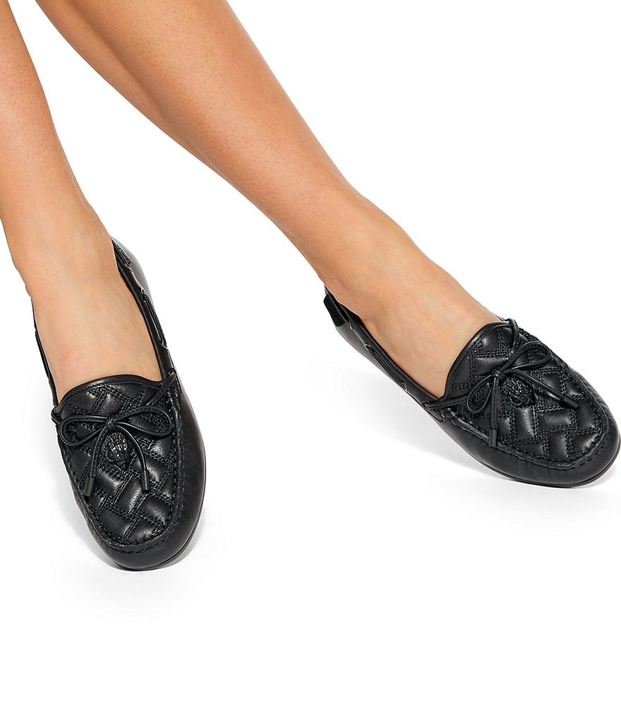 Kurt Geiger London Quilted Leather Bow Detail Drenched Logo Ornament Boat Shoes - Black - view 8