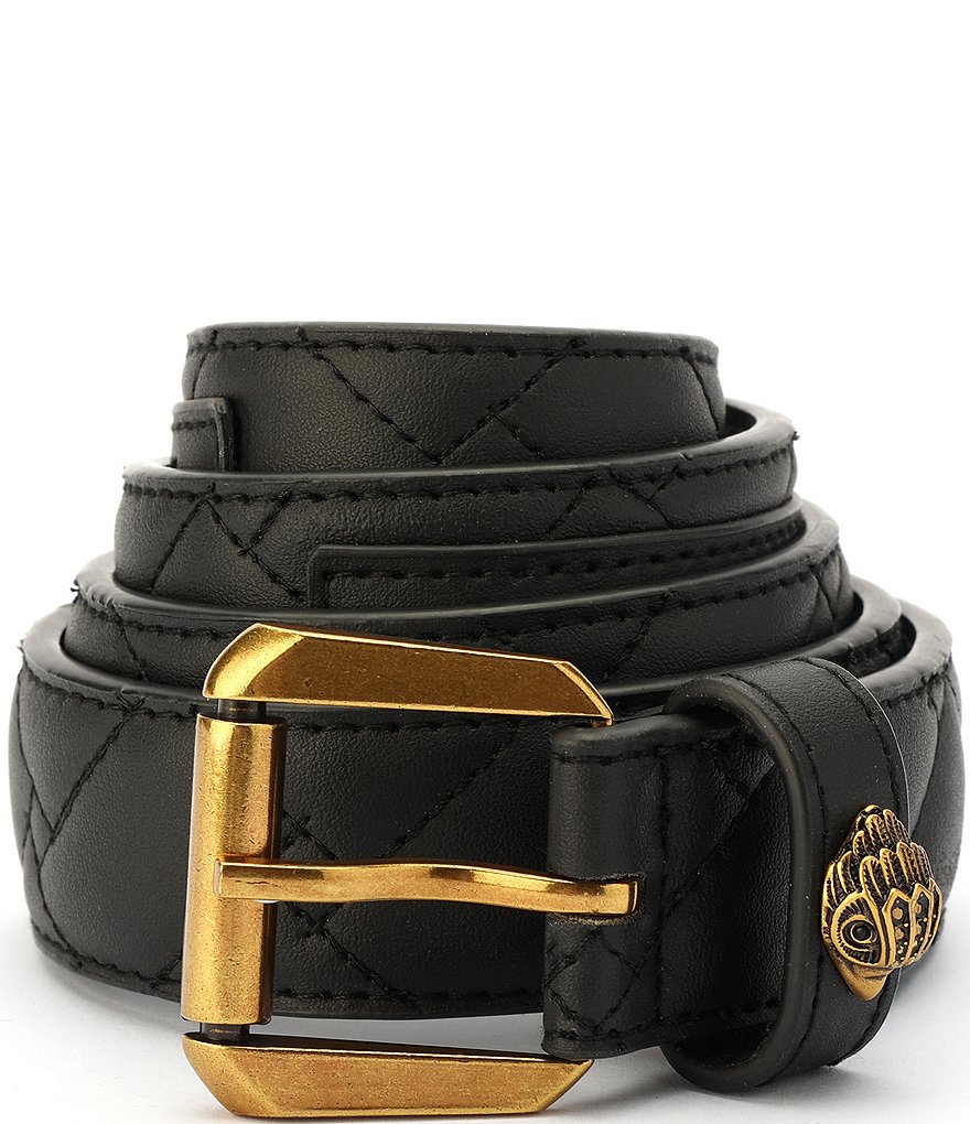 Kurt Geiger London 1.2#double; Mirco Quilted Leather Hip Belt - Black Antique Brass - view 1