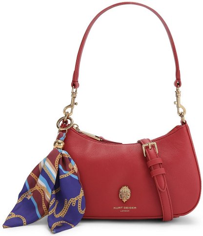 Kurt Geiger London Sloane Scarf Key Chain Hobo Crossbody Shoulder Bag - Red - view 1
