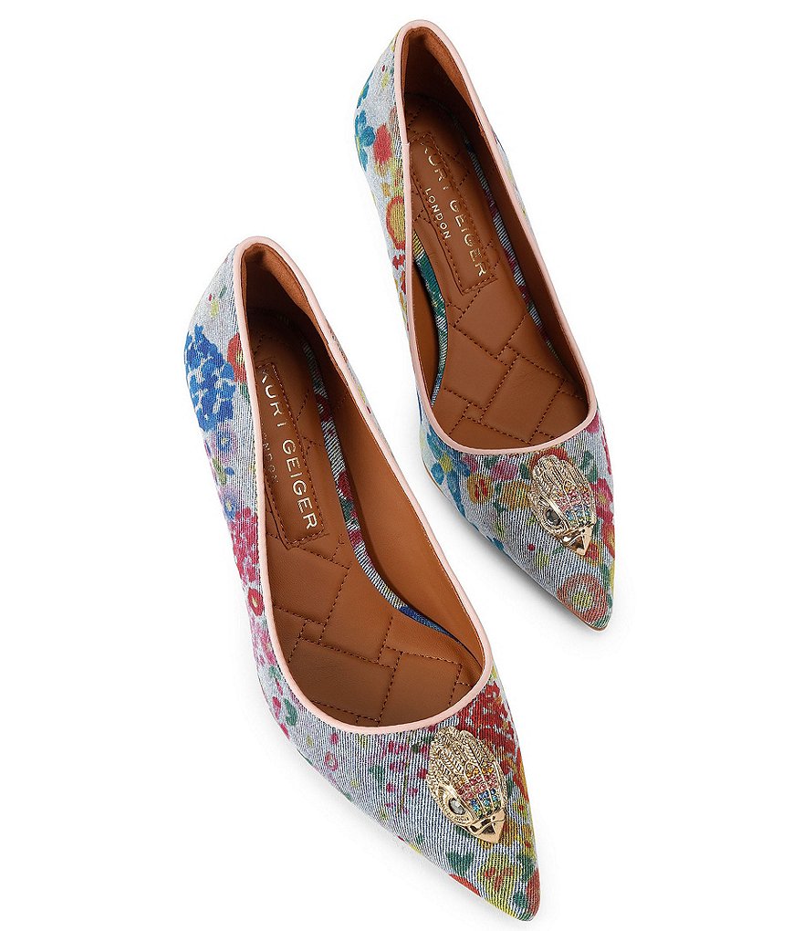 Kurt Geiger London Belgravia Denim Floral Eagle Court Pumps - Blue - view 2