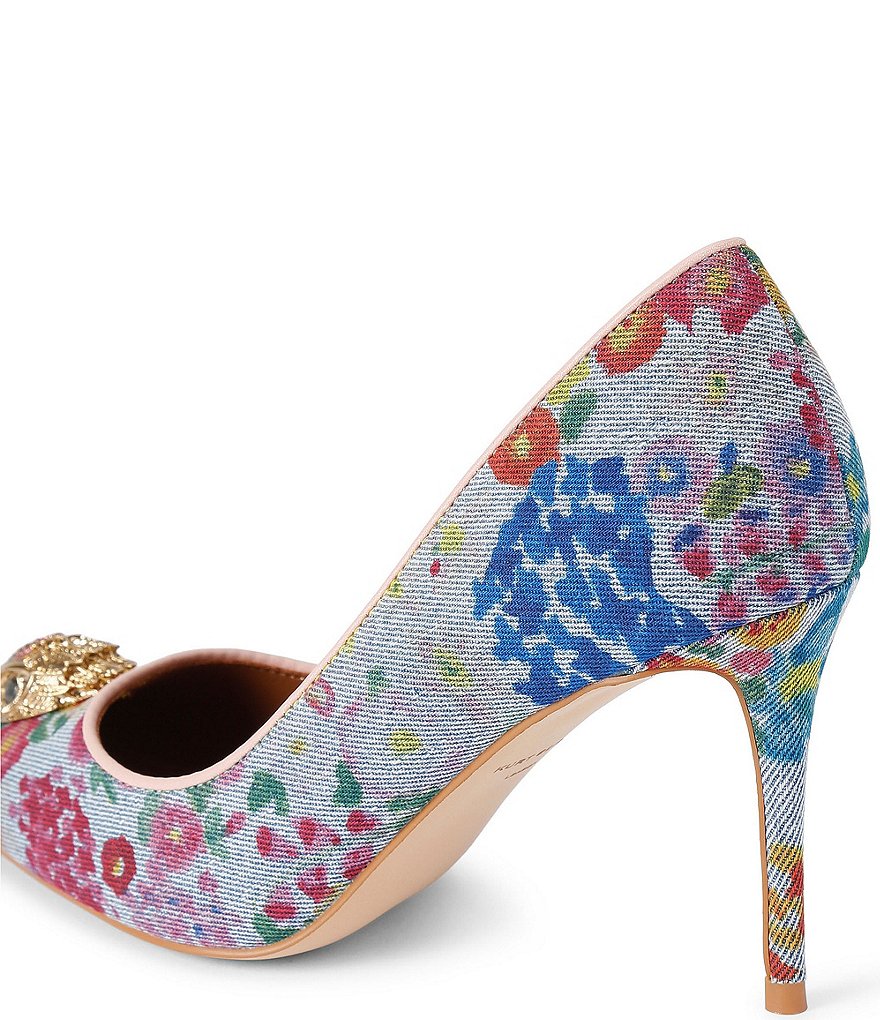 Kurt Geiger London Belgravia Denim Floral Eagle Court Pumps - Blue - view 3