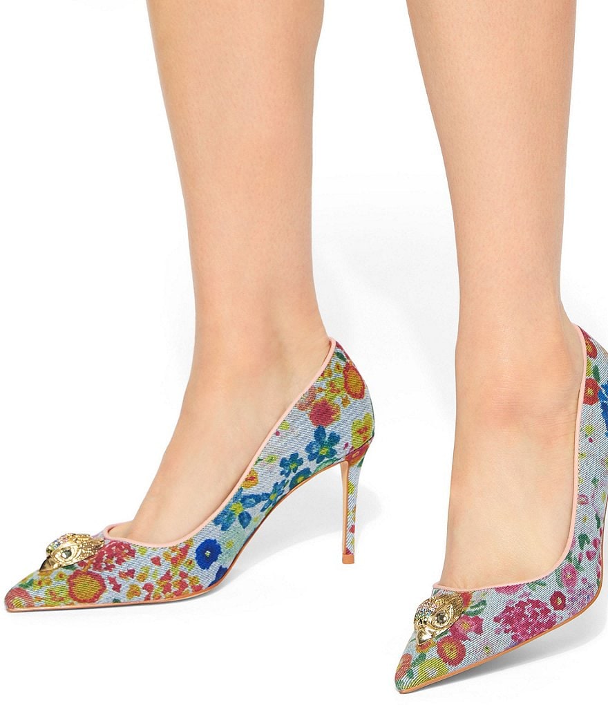 Kurt Geiger London Belgravia Denim Floral Eagle Court Pumps - Blue - view 6