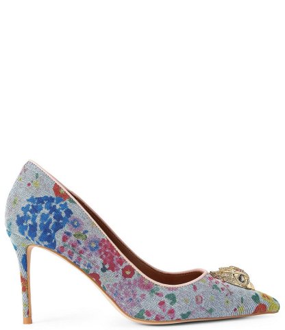 Kurt Geiger London Belgravia Denim Floral Eagle Court Pumps - Blue - view 1