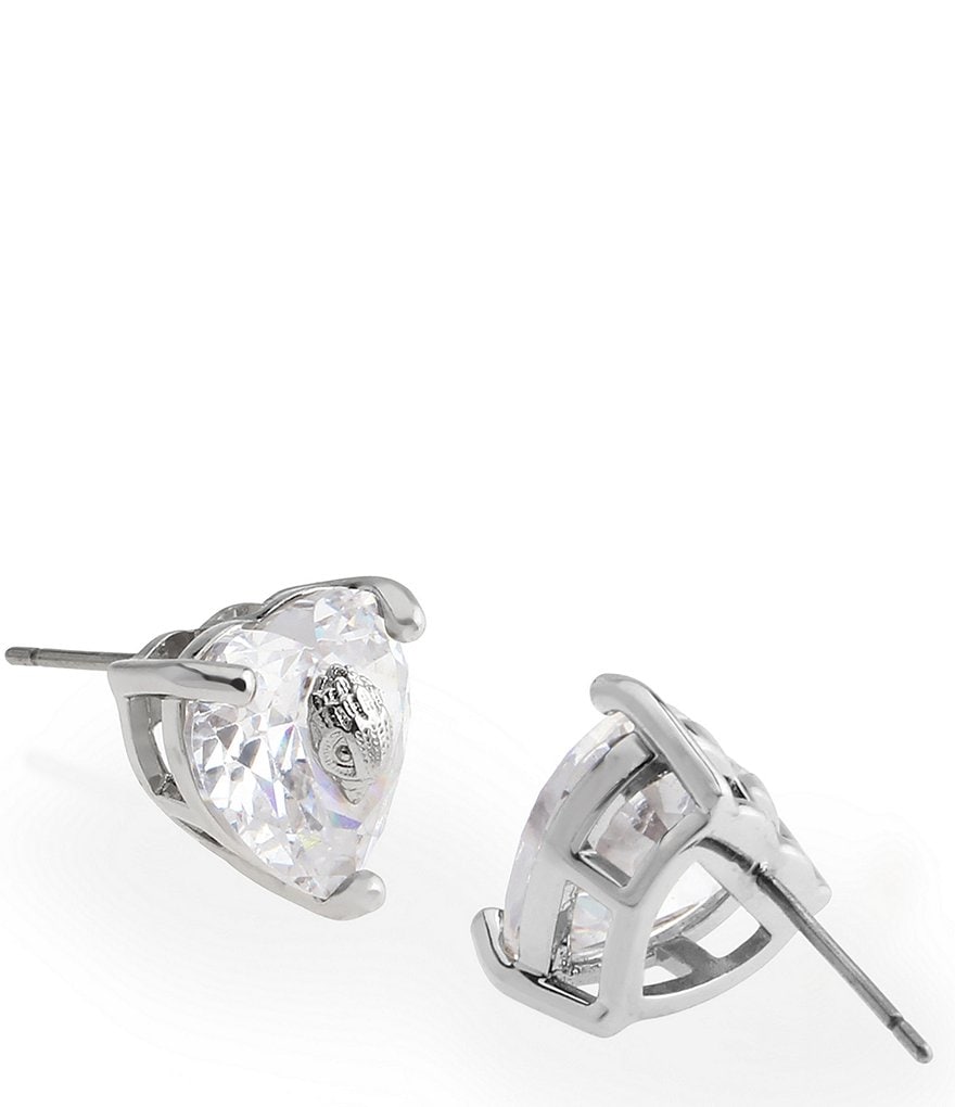 Kurt Geiger London Signature Heart Gem Stud Earrings - Silver - view 6