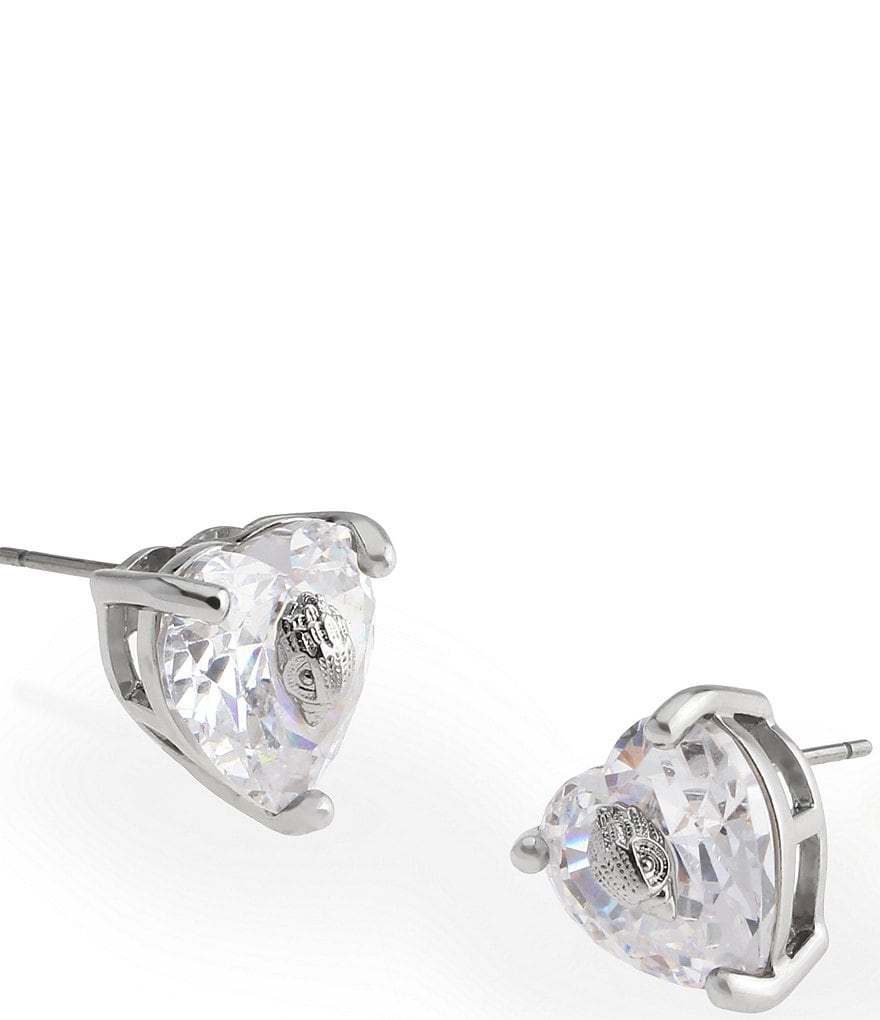 Kurt Geiger London Signature Heart Gem Stud Earrings - Silver - view 7