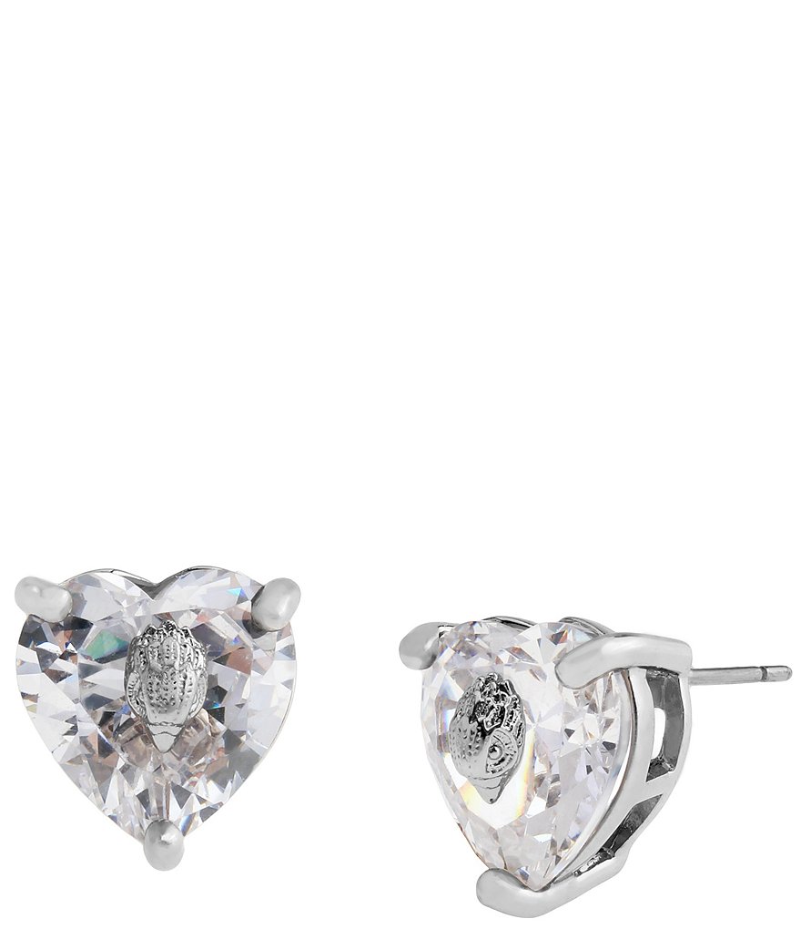 Kurt Geiger London Signature Heart Gem Stud Earrings - Silver - view 5