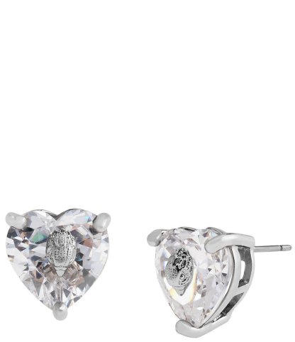 Kurt Geiger London Signature Heart Gem Stud Earrings - Silver - view 5