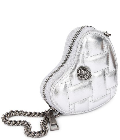 Kurt Geiger London Micro Silver Metallic Quilted Heart Crossbody Bag - Silver - view 4