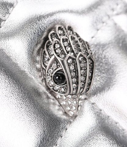 Kurt Geiger London Micro Silver Metallic Quilted Heart Crossbody Bag - Silver - view 6