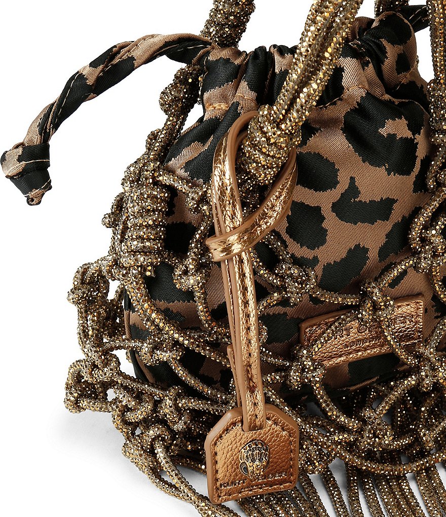 Kurt Geiger London Mini Fringe Leopard Macrame Crystal Clutch - Brown - view 2