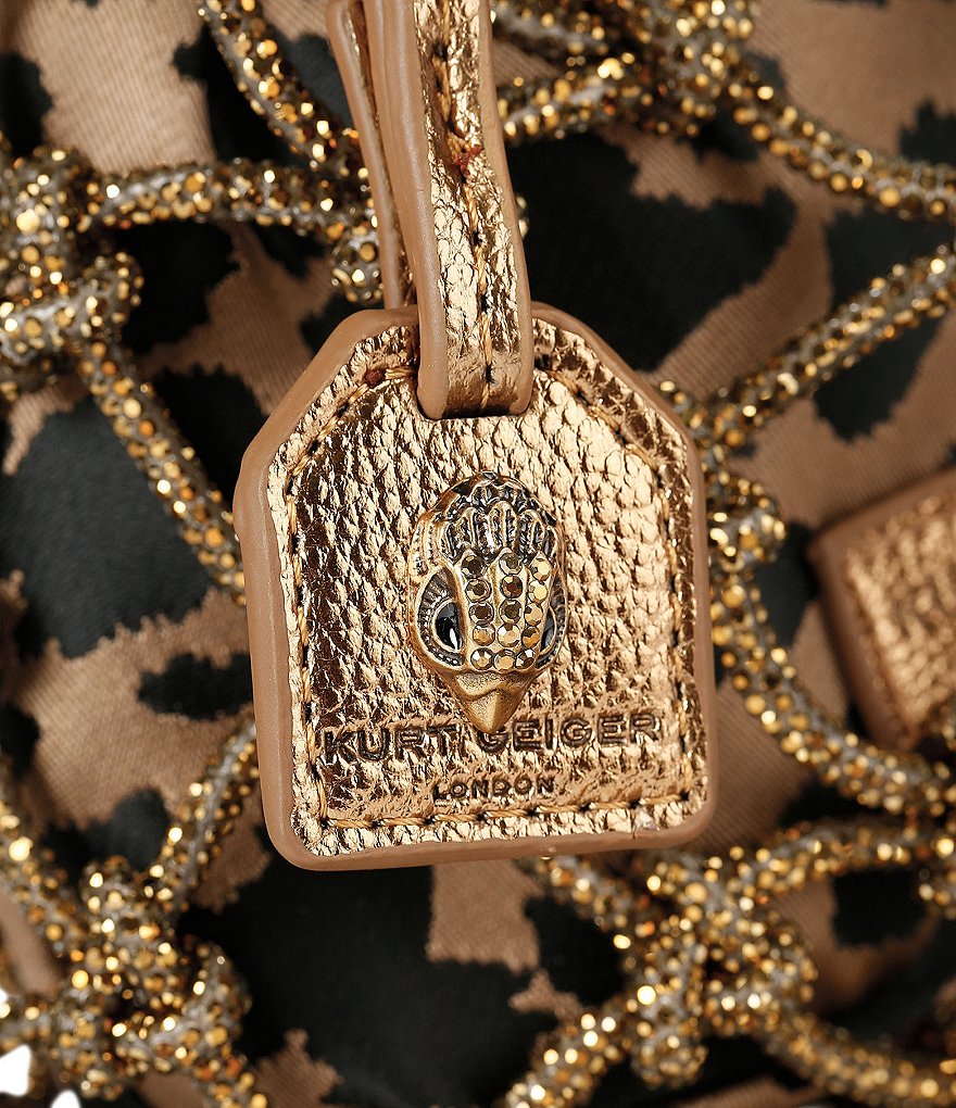 Kurt Geiger London Mini Fringe Leopard Macrame Crystal Clutch - Brown - view 3