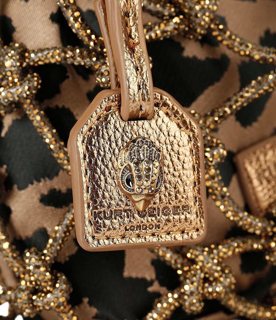 Kurt Geiger London Mini Fringe Leopard Macrame Crystal Clutch - Brown - view 3