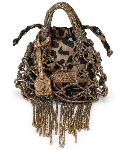 Kurt Geiger London Mini Fringe Leopard Macrame Crystal Clutch - Brown - view 1
