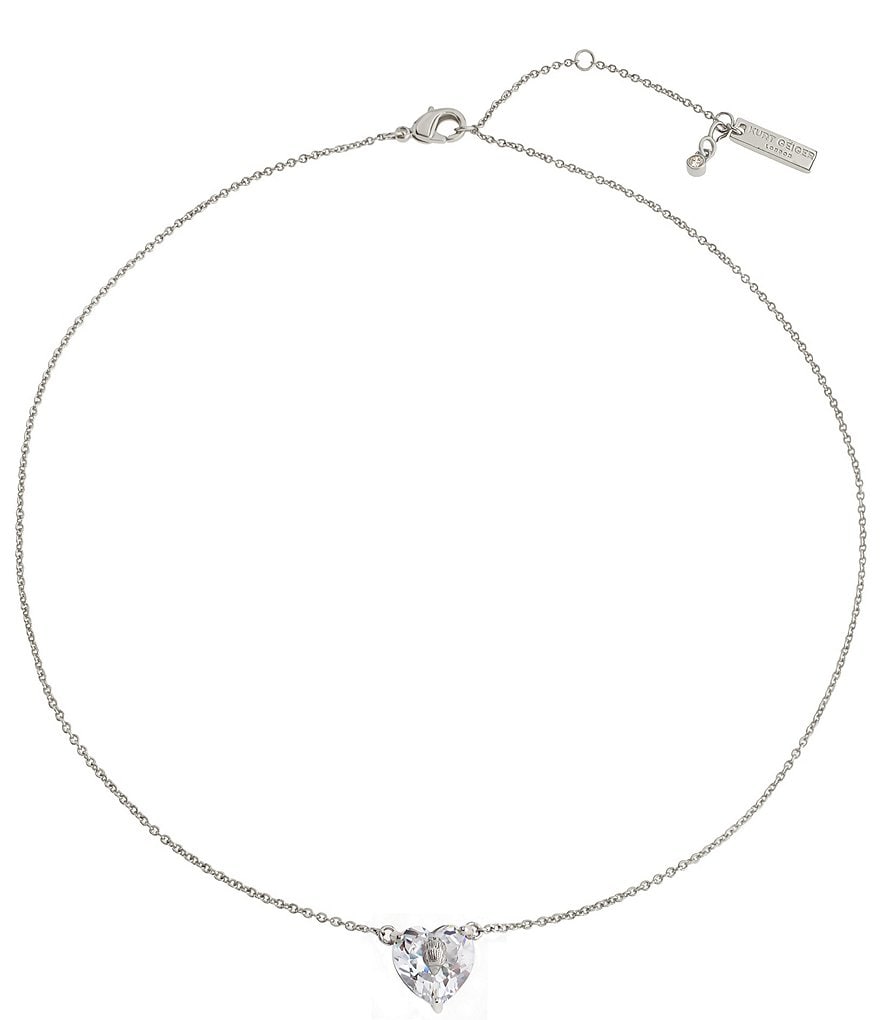 Kurt Geiger London Signature Eagle Heart Gem Short Pendant Necklace - Silver - view 6